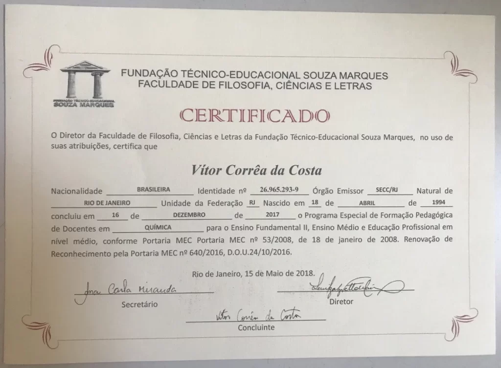 certificado de licenciatura